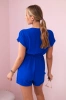 Kurzer Jumpsuit in der Taille gebunden kornblumenblau
