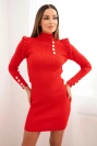 Fitted sweater dress with buttons red