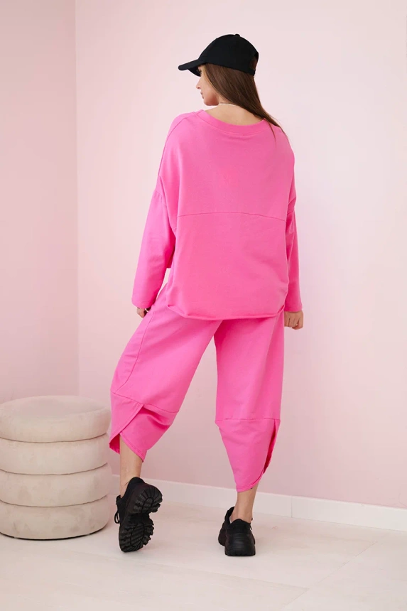 Baumwoll-Sweatshirt-Hosen-Set Hellrosa