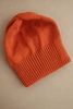 Damenwintermütze aus Wolle mit klassischem Rippenstrick K444 orange