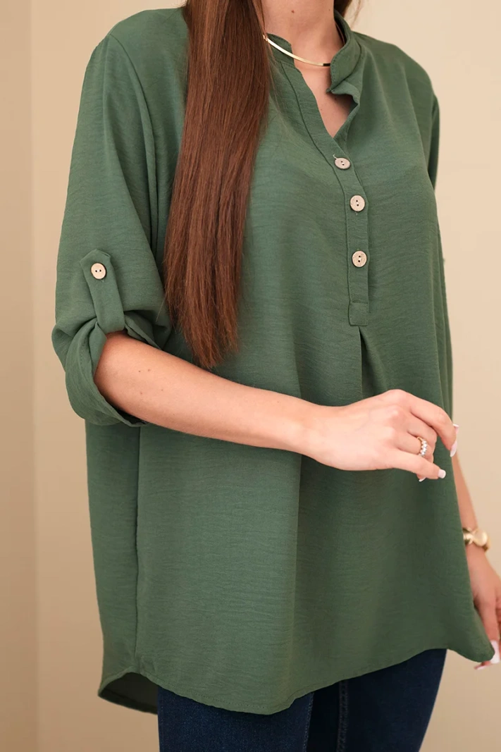 Bluse mit längerem Rücken dunkelkhaki