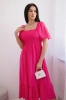 Dress with a pleated neckline pink