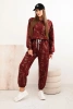 Women's oversized tracksuit set made of viscose with a longer sweatshirt and a faded effect burgundy