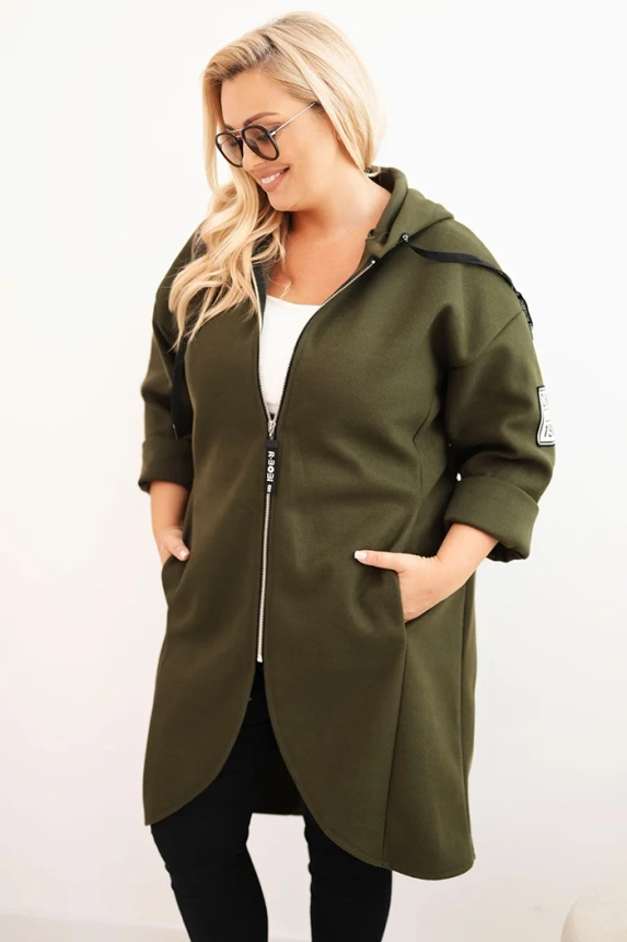 Damenmantel elegant Plus Size mit Kragen und großen Taschen fango
