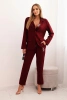 Women's set with viscose, decorated and with elastic pants burgundy