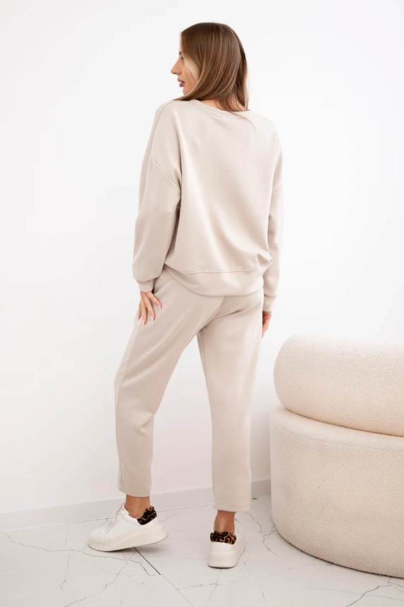 Buttery fabric set sweatshirt + pants beige