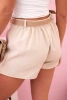 Women's skirt shorts with pleats and belt beige