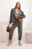 Damen-Set aus Viskose mit offener Jacke und Hose khaki masełkowy