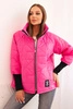 Women's quilted jacket with a short cut and collar pink
