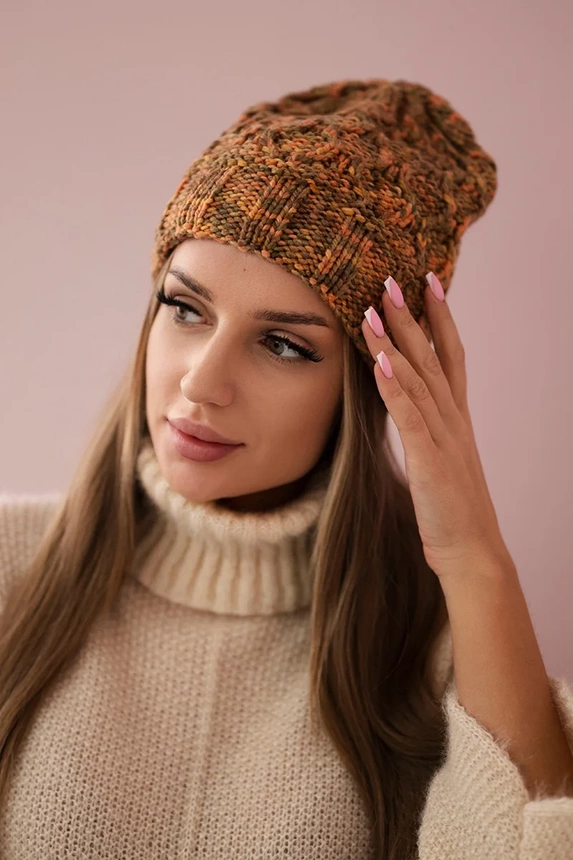 Čapica s fleece Melisa K241 ruda+oliva