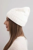 Women's winter hat with wool decorated with sequins and braid K473 white
