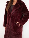 A coat women's long with a collar burgundy