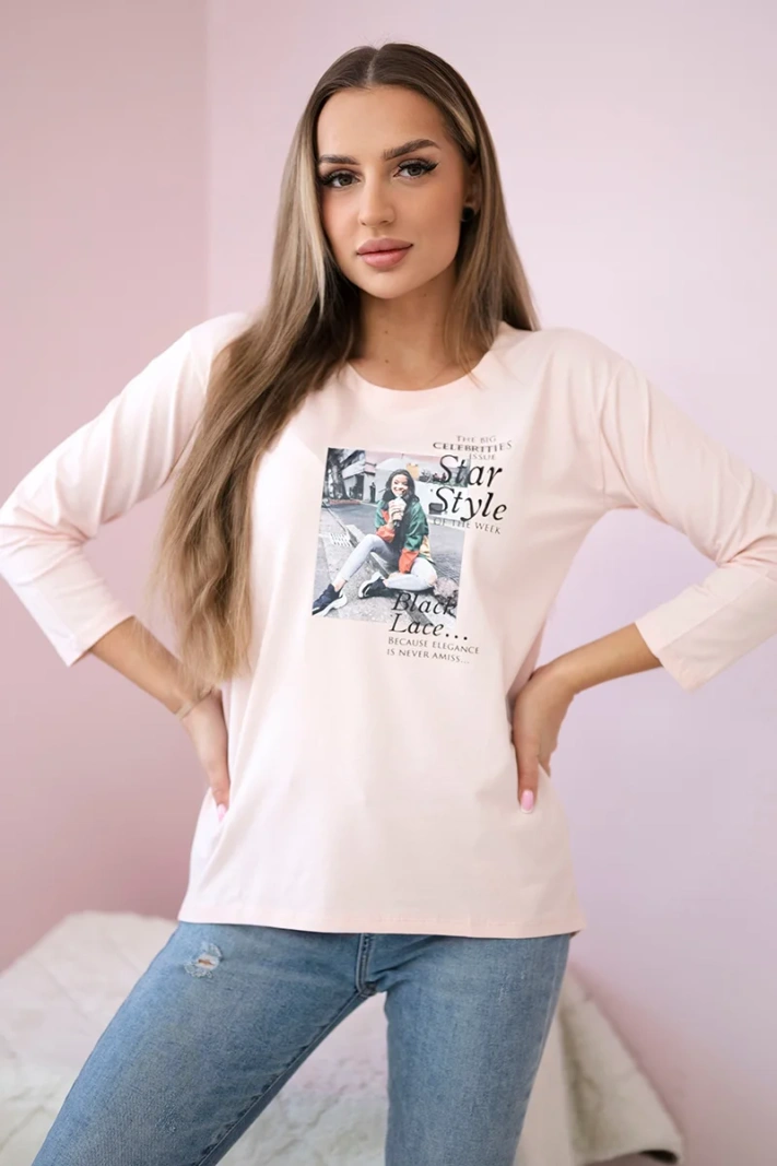 Blouse with print Star Style powdered pink