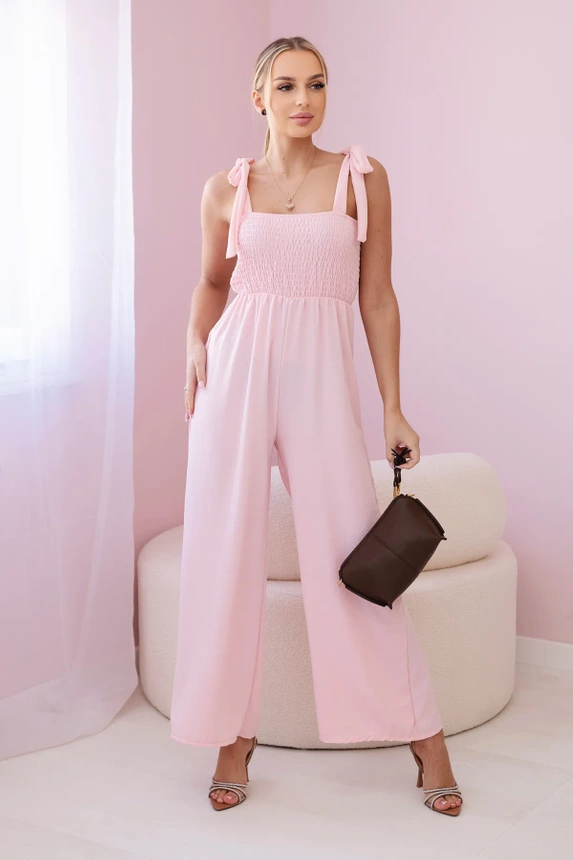 Riemchen-Jumpsuit mit Rüschenoberteil puderrosa