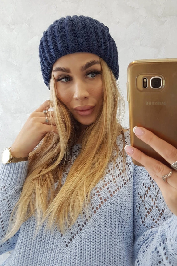 Cap with turn up Magda K293 navy blue