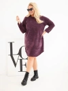 Sukienka damska Plus Size sztruksowa z luźnym fasonem ciemno fioletowa