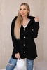 Isoliertes Baumwoll-Sweatshirt mit dekorativen Knöpfen schwarz