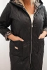Dámska zimná prešívaná bunda Plus Size s podšívkou v panterke a kapucňou čierna