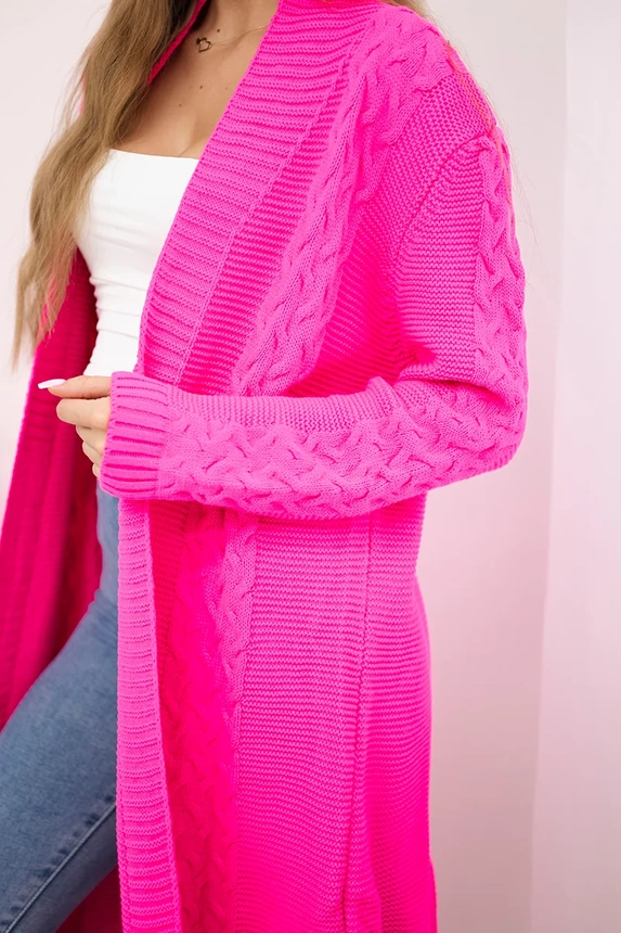 Pullover Strickjacke karierte Webart rosa neon