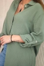 Bavlnená mušelínová košeľa oversize khaki