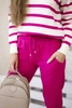 Pullover-Set Gestreiftes Sweatshirt + Hose Fuchsia
