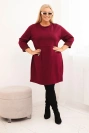 Sukienka damska Plus Size masełko z kieszenią i rękawem 3/4 śliwkowa