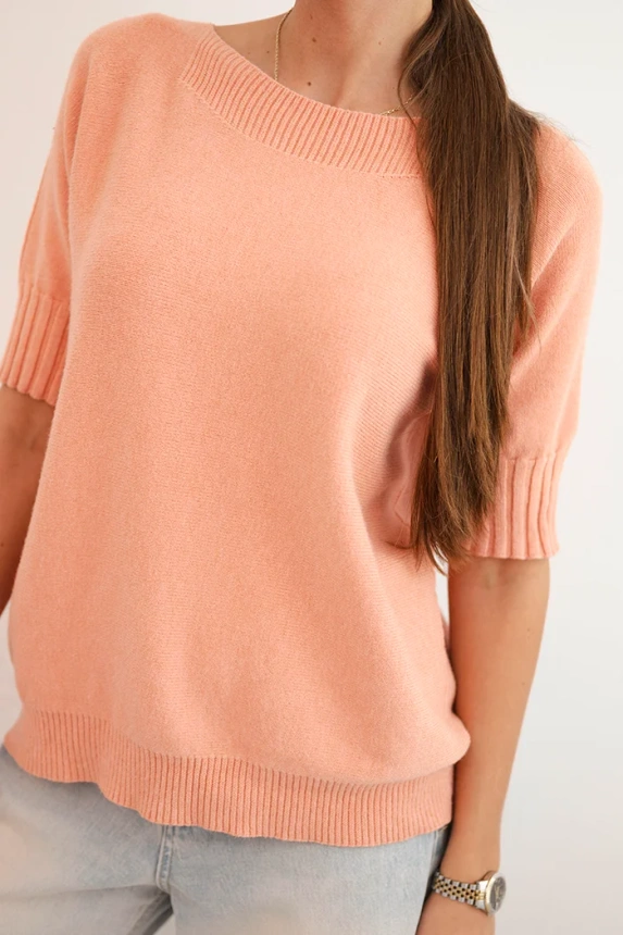 Women's short-sleeve viscose sweater dark apricot