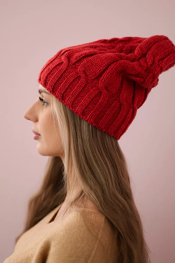 Cap with fleece Iwona K221 burgundy