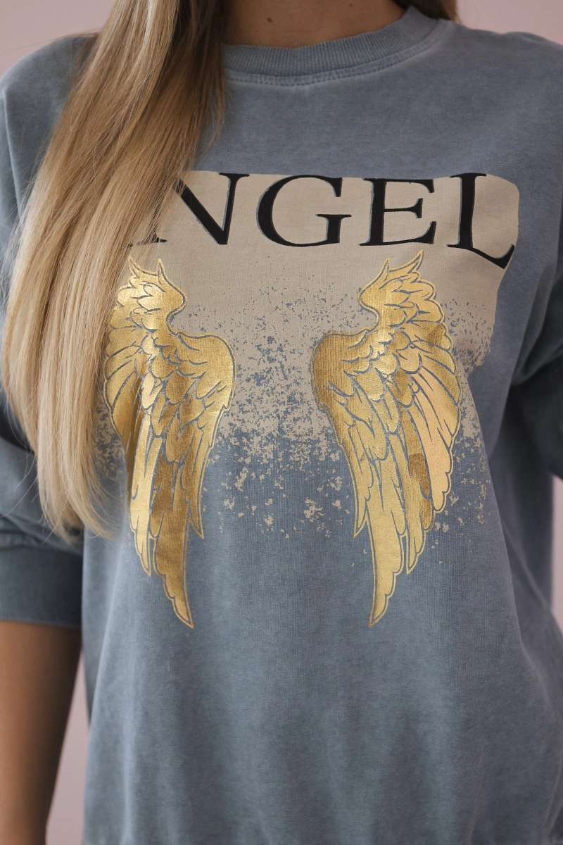 Komplet bawełniany dekatyzowany Angel bluza + spodnie jeansowy zdjęcie 4