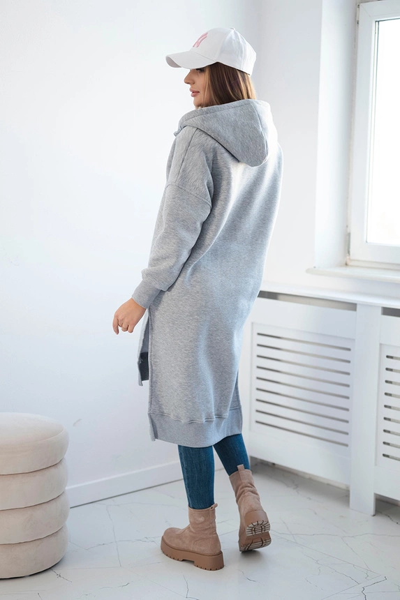 Insulated sweatshirt with slits on the sides gray