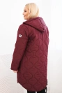 Damenjacke Plus Size Winter gesteppte mit Kapuze pflaumenfarben
