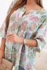 Women's cotton blouse with a butterfly pattern and buttons - mint