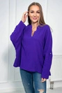 Muslin blouse with rolled-up sleeves dark purple
