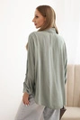 Women's shirt with viscose, decorative buttons, and collar khaki