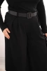 Spodnie damskie Plus Size z szeroką nogawką i paskiem czarne