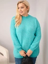 Dámsky sveter Plus Size voľného strihu s dlhým rukávom mäta zelená