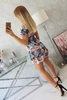 Blumenkleid mit V-Ausschnitt schwarz