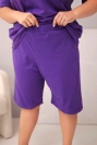Women's Plus Size cotton set with blouse and shorts purple