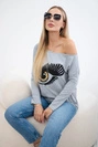 Halenka s potiskem a delšími zády šedá