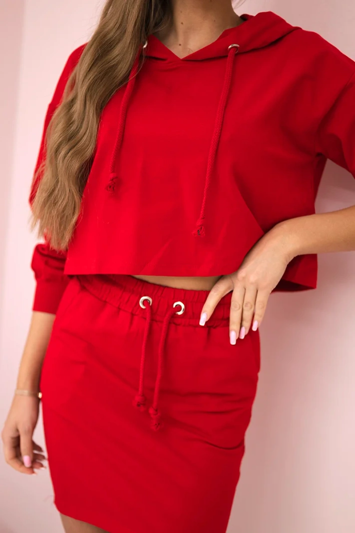 Set of sweatshirts with a skirt red