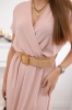 Long dress with a decorative belt powder pink