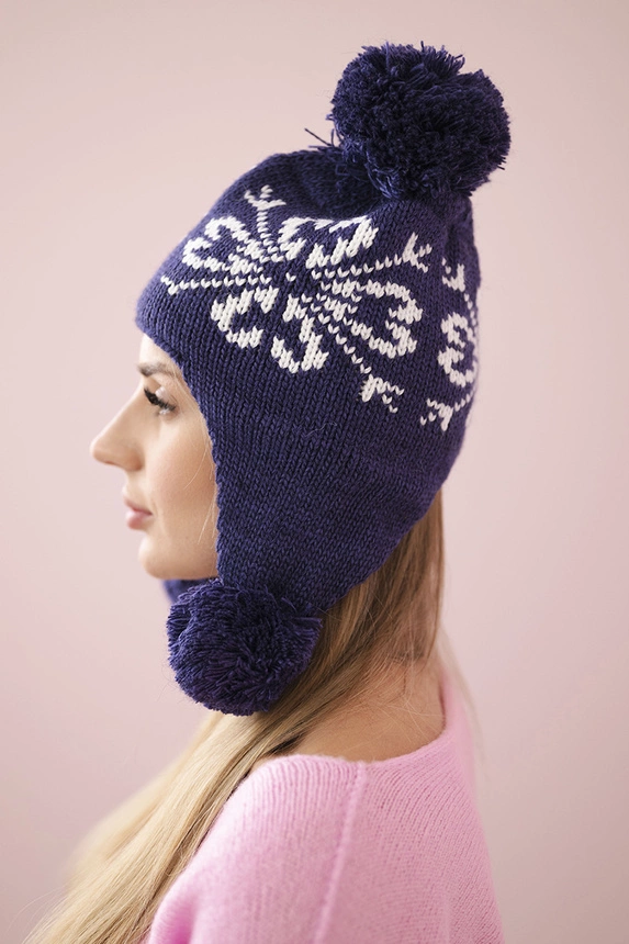 Women's long eared cap Balbina K381 dark purple