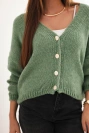 Women's V-neck cardigan with buttons dark mint