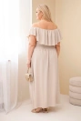 Damenkleid in Übergröße mit Volant und elastischem Bund beige