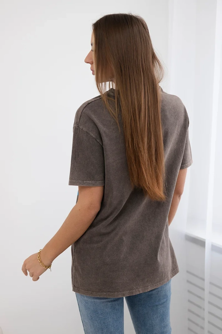 Rubbed cotton blouse Miami brown
