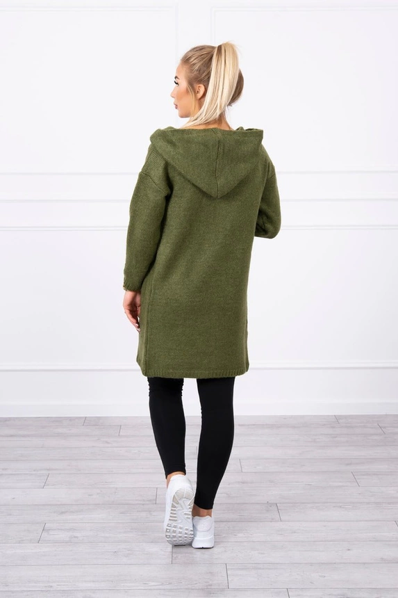 Kapuzenpulli mit Taschen einfarbig khaki