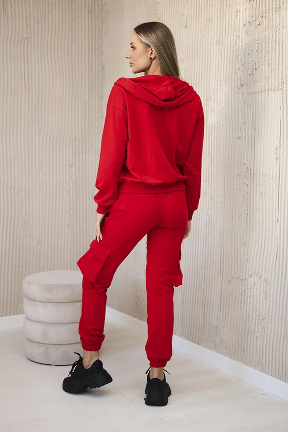 Set 3 in 1 sweatshirt + top + pants red