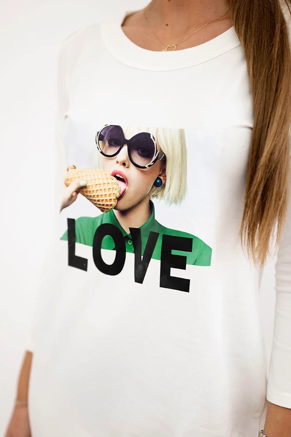 Dress with Love print ecru