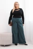 Dámske nohavice Plus Size s širokými nohavicami a skladaním morské