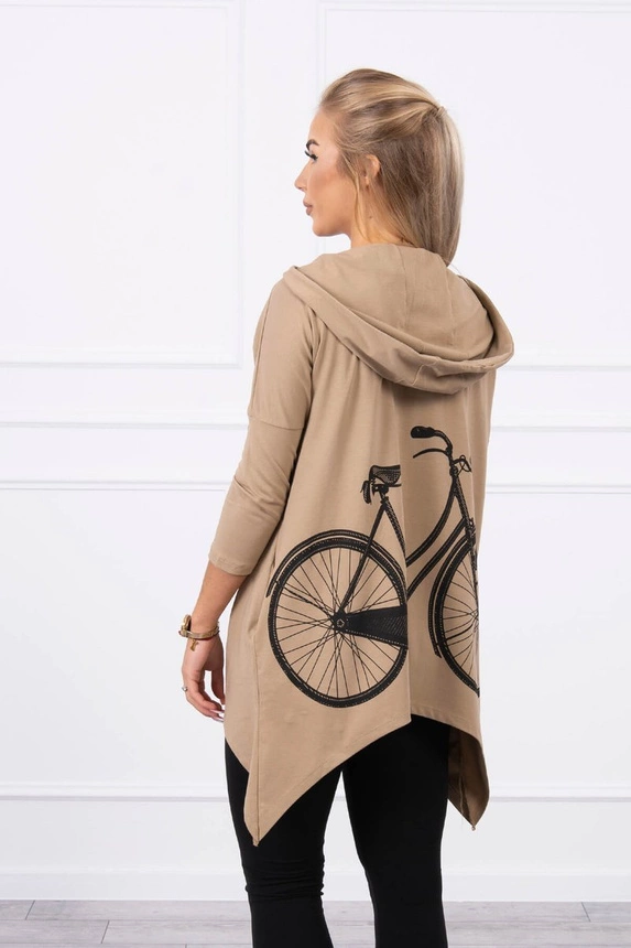 Mikina s potlačou na bicykli ťavej farby